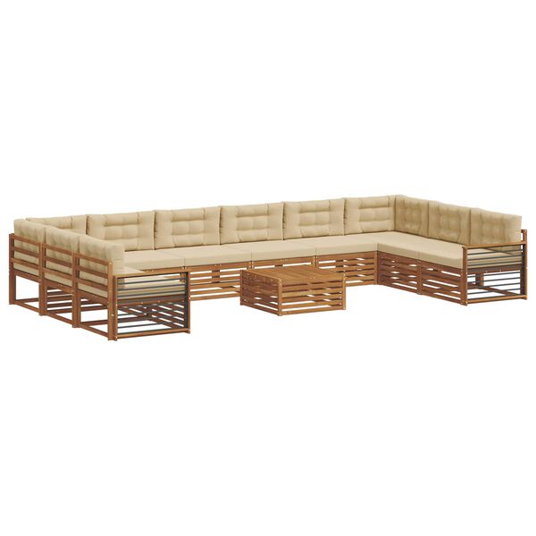 vidaXL Sofagarnituren 11 pcs Natur und Beige Massivholz Akazie