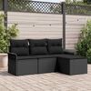 vidaXL Garten-Sofa-Set mit Kissen 4 pcs Schwarz Poly Rattan