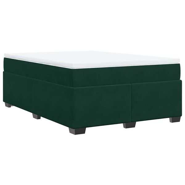 vidaXL Boxspringbett mit Matratze Dunkelgr&uuml;n 140x190 cm Samt