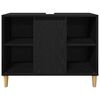 vidaXL Badezimmerm&ouml;bel-Set mit Speicher 3 pcs Schwarz Holzwerkstoff