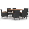 vidaXL 7-tlg. Garten-Essgruppe mit Kissen Schwarz Poly Rattan
