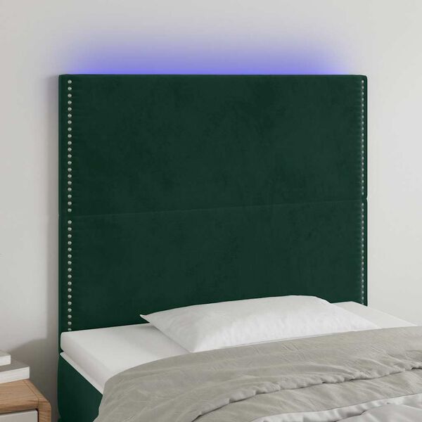 vidaXL LED Kopfteil Dunkelgr&uuml;n 100x5x118/128 cm Samt