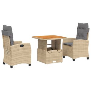 vidaXL 5-tlg. Garten-Essgruppe mit Kissen Beige Poly Rattan