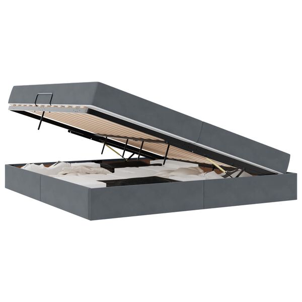 vidaXL Aufbewahrungsbett mit Matratze Dunkelgrau 200 x 200 cm Samt