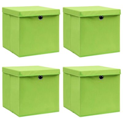 vidaXL Aufbewahrungsboxen mit Deckeln 4 Stk. Grün 32x32x32 cm Stoff