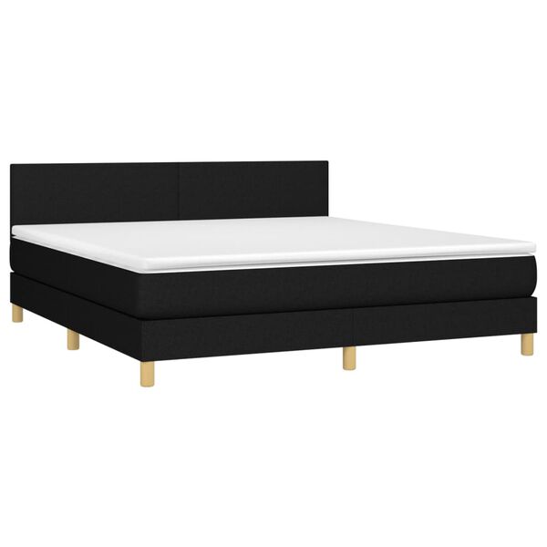 vidaXL Boxspringbett mit Matratze & LED Schwarz 160x200 cm Stoff