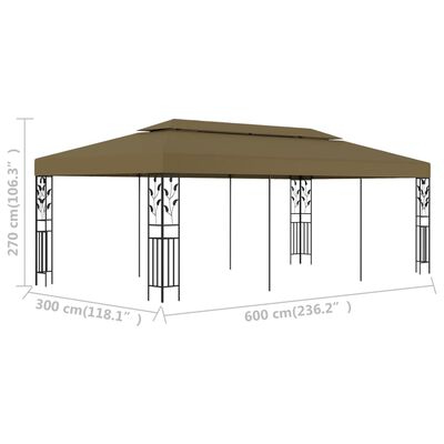 vidaXL Pavillon 6x3 m Taupe 180 g/m²