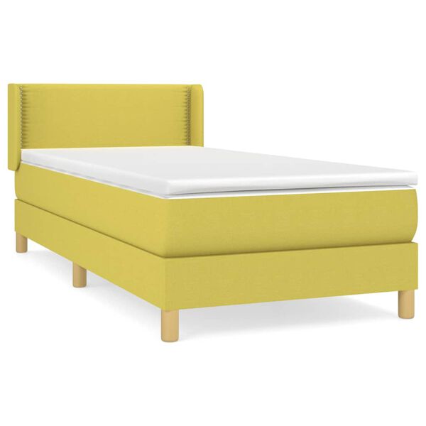 vidaXL Boxspringbett mit Matratze Gr&uuml;n 90x190 cm Stoff