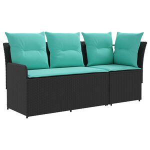 vidaXL Gartenarmsessel mit Ecksofa 2 St&uuml;ck Schwarz und T&uuml;rkis