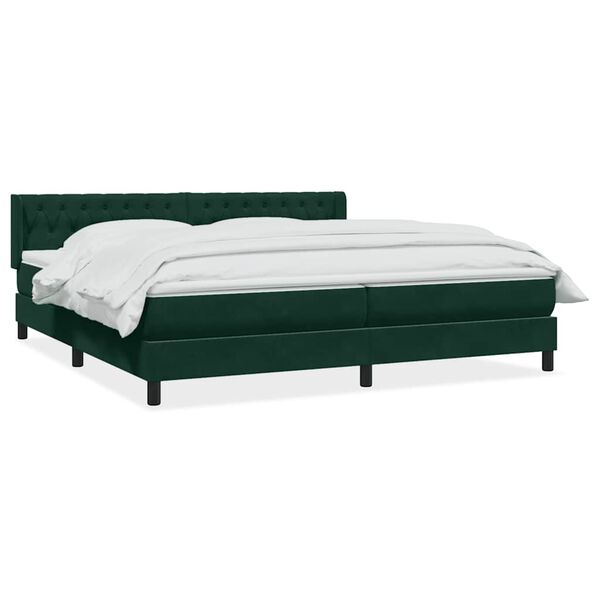 vidaXL Boxspringbett mit Matratze Dunkelgr&uuml;n 200x210 cm Samt