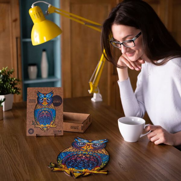 UNIDRAGON 650-tlg. Holzpuzzle Charming Owl Royal Size 35x60 cm