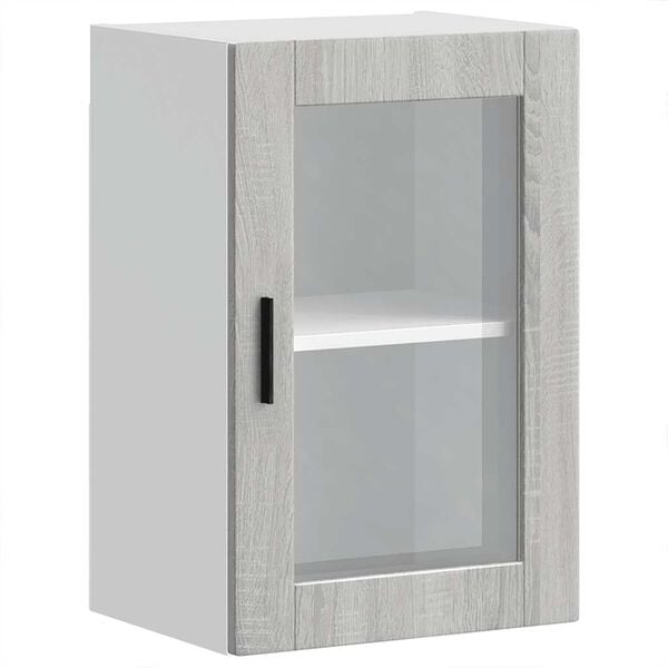 vidaXL Küchen-Hängeschrank mit Glastür Porto Grau Sonoma