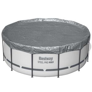Bestway Poolabdeckung 1 &Oslash;4,88 m Rund Polyester Grau for