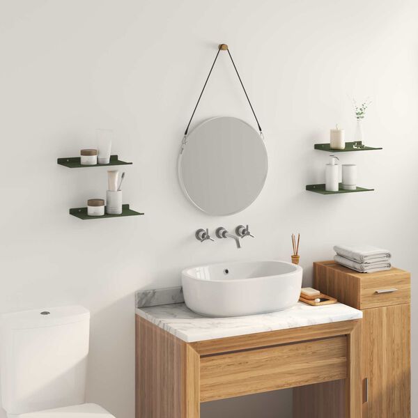 vidaXL Schwebendes Regal 4 pcs Olive Gr&uuml;n 30 x 18 x 2,5 cm Stahl