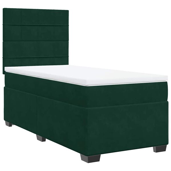vidaXL Boxspringbett mit Matratze Dunkelgr&uuml;n 90x190 cm Samt