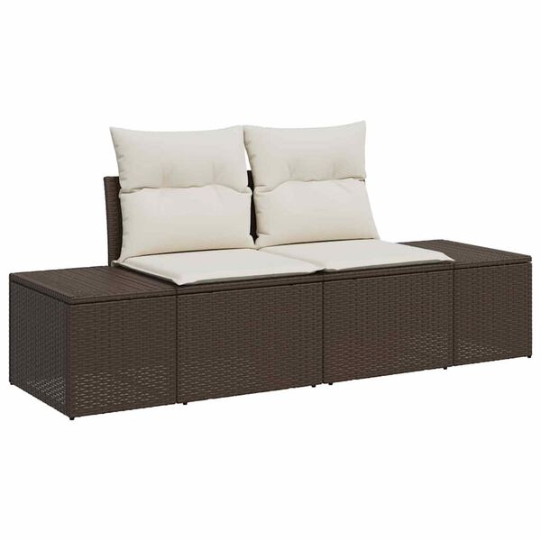 vidaXL Sofa Set mit Kissen 8 pcs Braun Poly Rattan