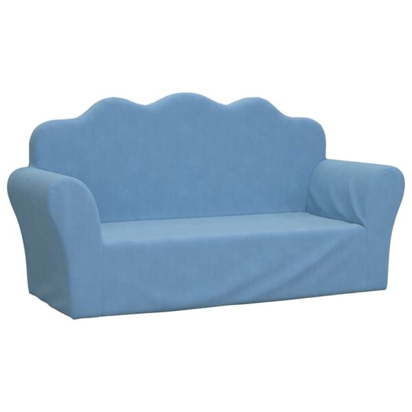 vidaXL Kindersofa 2-Sitzer Blau Weich Plüsch