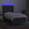 vidaXL Boxspringbett mit Matratze & LED Dunkelgrau 90x190 cm Stoff