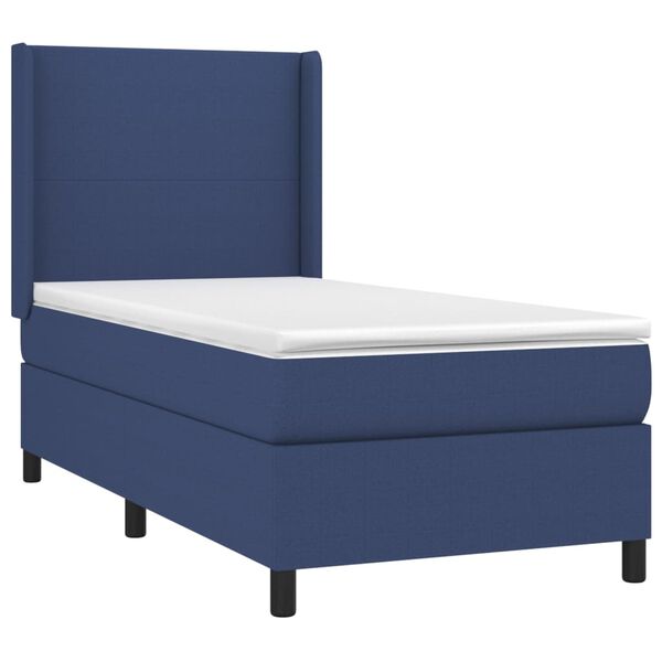 vidaXL Boxspringbett mit Matratze & LED Blau 100x200 cm Stoff