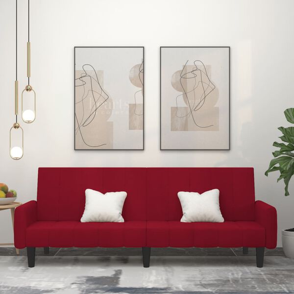 vidaXL Schlafsofa 2-Sitzer Weinrot Samt