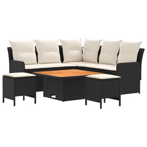 vidaXL M&ouml;belsets mit Kissen 6 pcs Schwarz und Creme PE-Rattan