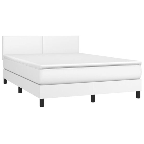 vidaXL Boxspringbett mit Matratze Wei&szlig; 140x200 cm Kunstleder