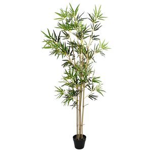 vidaXL Kunstbambusbaum Gr&uuml;n 75,5 x 18 x 175 cm Stoff und Bambus