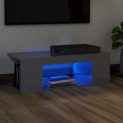 vidaXL TV-Schrank mit LED-Leuchten Hochglanz-Grau 90x39x30 cm