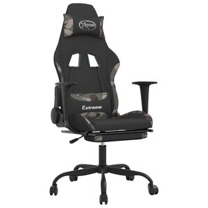 vidaXL Gaming-Stuhl mit Massage & Fu&szlig;st&uuml;tze Schwarz Camouflage Stoff