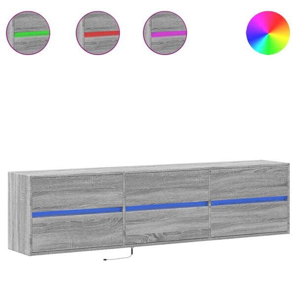 vidaXL TV-Wandschrank mit LED Grau Sonoma 180x31x45 cm