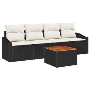 vidaXL Gartensofa-set mit Speicher 5 pcs Schwarz und Creme Poly-Rattan