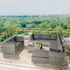 vidaXL 10-tlg. Garten-Lounge-Set mit Auflagen Poly Rattan Grau
