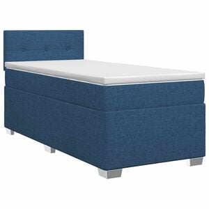 vidaXL Boxspringbett mit Matratze mit Kopfteil Blau 90 x 190 cm Stoff