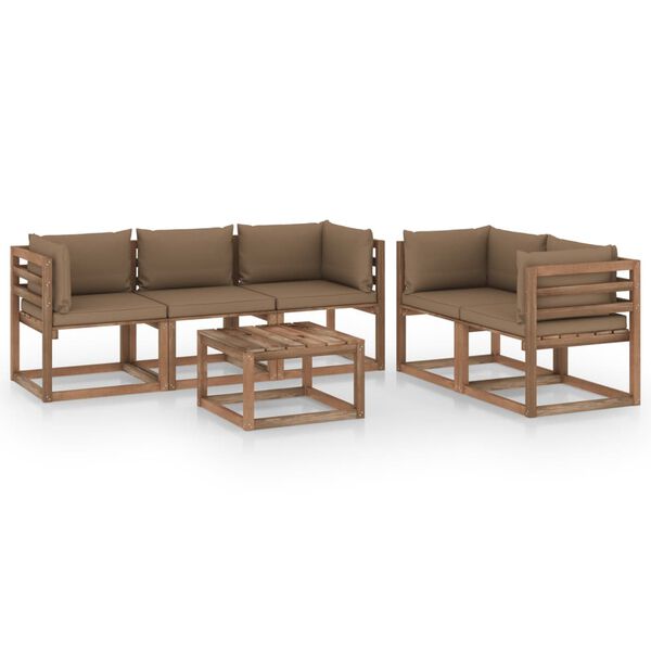 vidaXL 6-tlg. Garten-Lounge-Set mit Taupe Kissen