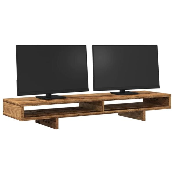 vidaXL Monitorständer Altholz-Optik 100x27x15 cm Holzwerkstoff