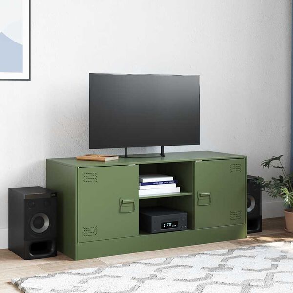 vidaXL TV-Schrank Olivgr&uuml;n 99x39x44 cm Stahl