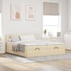vidaXL Ottoman-Bett mit Matratzen & LEDs Creme 200x200 cm Stoff