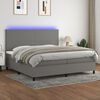 vidaXL Boxspringbett mit Matratze & LED Dunkelgrau 200x200 cm Stoff