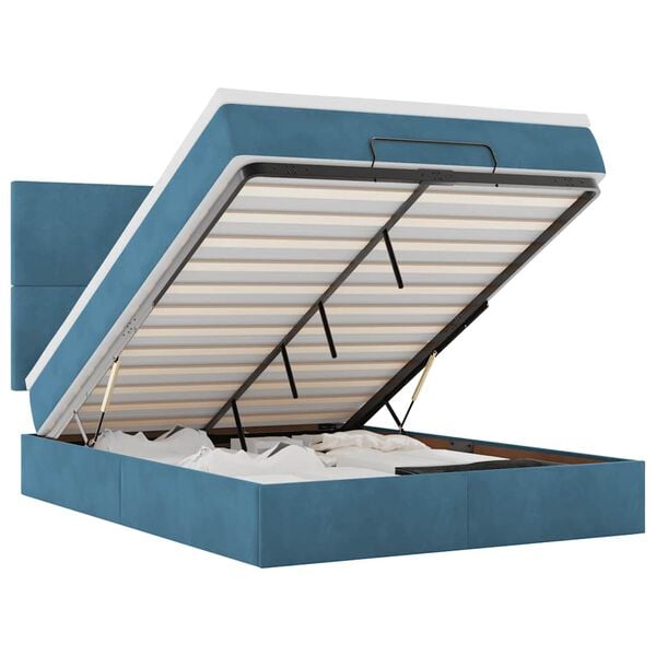 vidaXL Ottoman-Bett mit Matratzen Dunkelblau 140x190 cm Samt