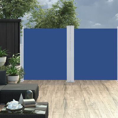 vidaXL Ausziehbare Seitenmarkise Blau 140 x 600 cm