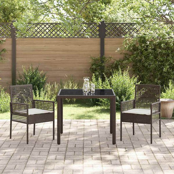 vidaXL Garten Essgruppe 3 pcs Braun Poly-Rattan