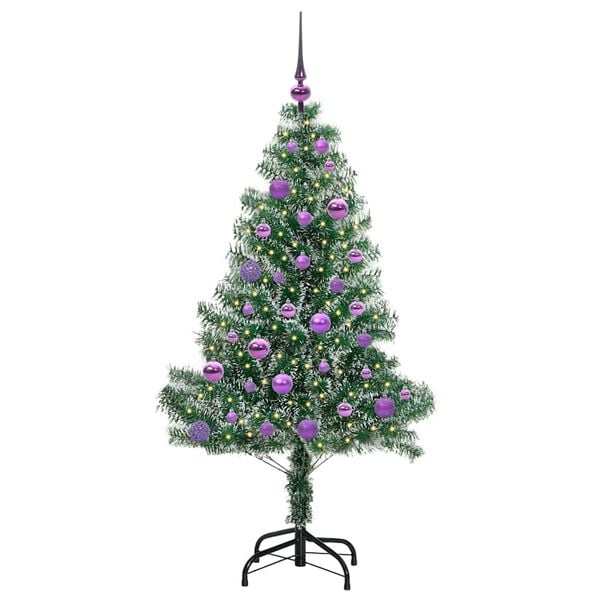 vidaXL K&uuml;nstlicher Weihnachtsbaum beschneit mit LED Licht 150 cm