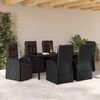 vidaXL Garten Essgruppe mit Kissen 7 pcs Schwarz Poly-Rattan