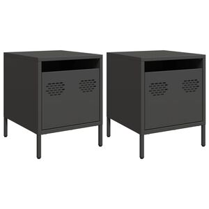 vidaXL Nachttische 2 Stk. Schwarz 35x39x43,5 cm Stahl