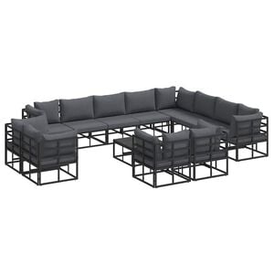 vidaXL Gartensofa-set 13 stk. Schwarz Aluminium