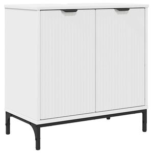vidaXL Badezimmer Waschbecken Schrank mit T&uuml;r Wei&szlig; 60,5 x 33,5 x 61 cm