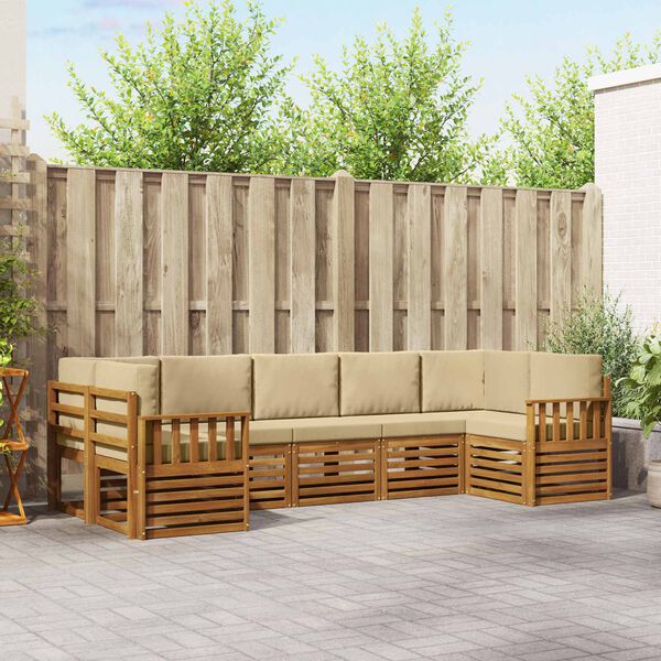 vidaXL Sofagarnituren 7 pcs Natur und Beige Massivholz Akazie