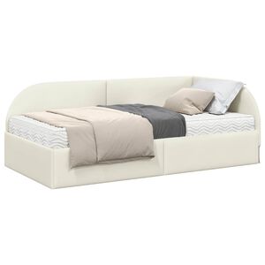 vidaXL Eckbettgestell mit Matratze 2 stk. Creme 80 x 200 cm Samt