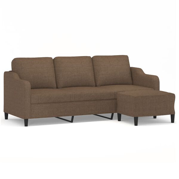 vidaXL 3-Sitzer-Sofa mit Hocker Braun 180 cm Stoff