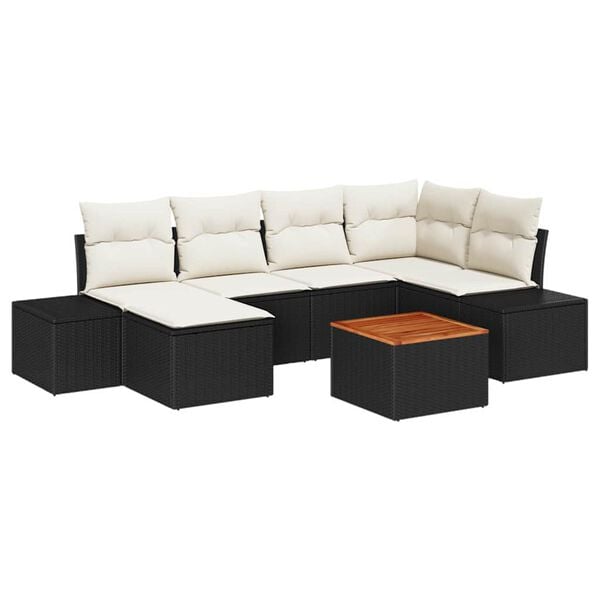 vidaXL Garten-Sofa-Set 7 pcs Schwarz und Wei&szlig;